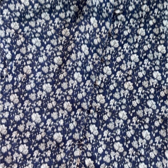 Lucky Brand Womens Floral Buttom Front Blouse W/ Balloon Sleeves-Blue-Size Small - Picture 3 of 6